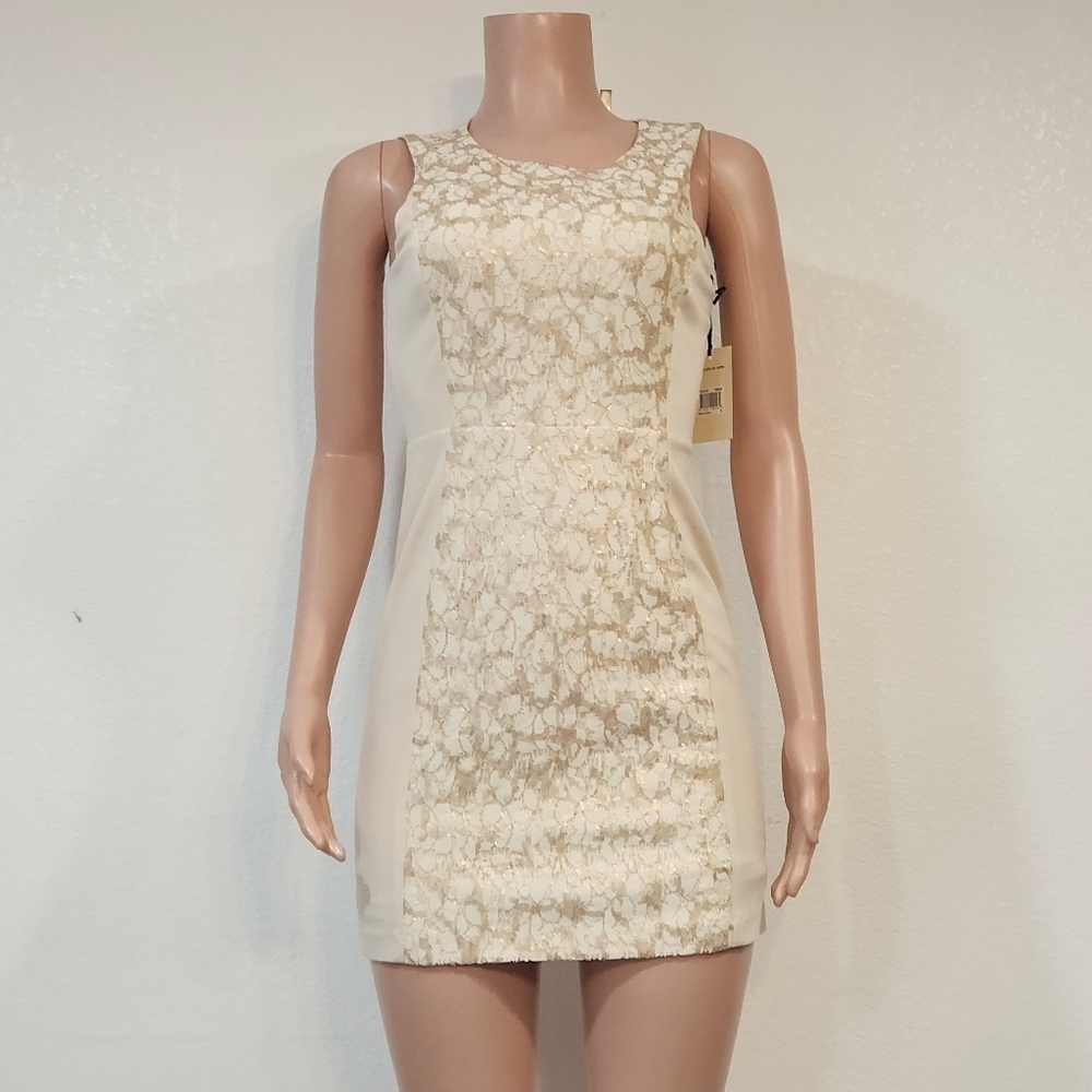 Ali Ro Ivory Lace Sequin Cut Out Mini Dress Sz 0